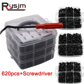 

620pcs + Screwdriver Car Vehicle Mixed Fastener Clips Retainer Rivets Auto Door Panel Fender Bumper Trim Plastic Rivet in Box