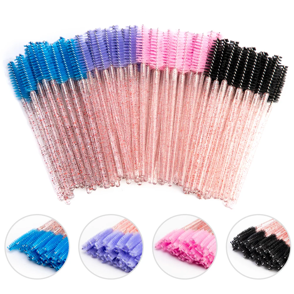 zwellbe Good Quality Disposable 50 Pcs/Pack Cosmetic Eyelash Brush Crystal Mascara Wands Applicator Diamond Eyelashes brushes Di | Красота и