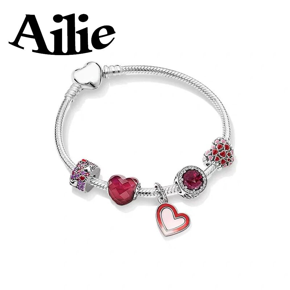 

Ailie 925 sterling silver fit original pan bracelet DIY charm chain personality simple luxury high quality lady fashion jewelry