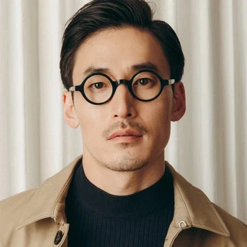 

acetate transparent glasses frame men handmade round depp eyeglass designer brand women myopia tag eyewear