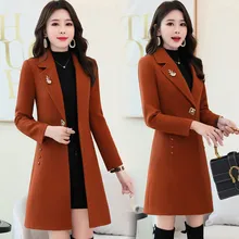 Шерстяное пальто женское осенне-зимняя Корейская одежда новые тонкие топы с длинными рукавами модные шерстяные Элегантные женские пальто