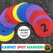 24PCS 4Inch Carpet Sign Markers Sitting Dots Floor Spots With Numbers For Classroom Preschool Kindergarten Elementary Teachers