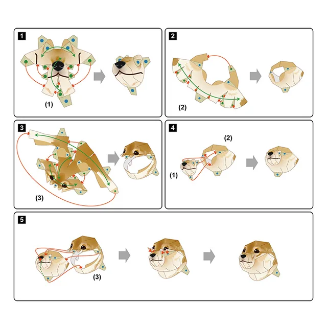 Shiba Inu Dog Yellow Handmade Origami Art Folding Mini Cute 3D Paper Model Papercraft Animal DIY Kids Adult Craft Toys QD-006 4