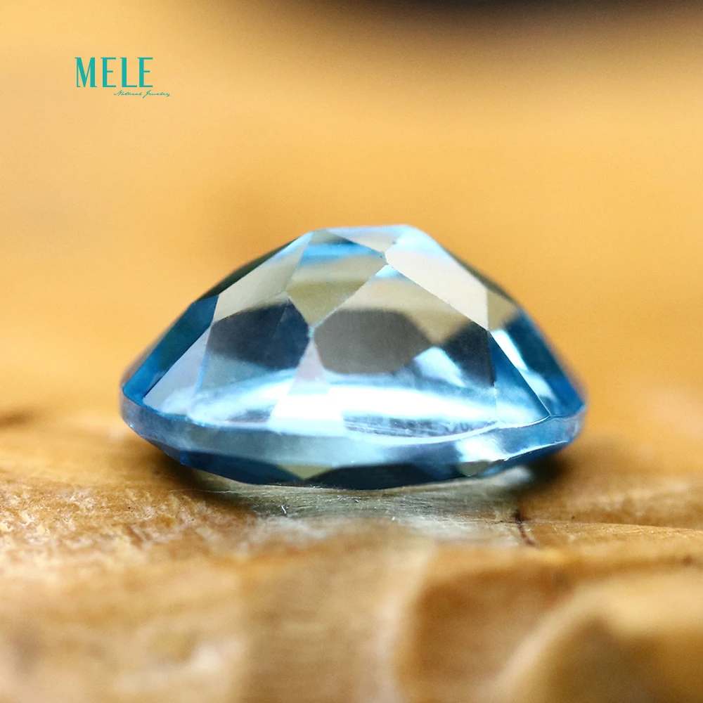 Gemstone Natural Blue Topaz 7*9mm OV 2.2ct Swiss Blue Crystal Elliptical Bare Stone Face Ring Earrings Matching