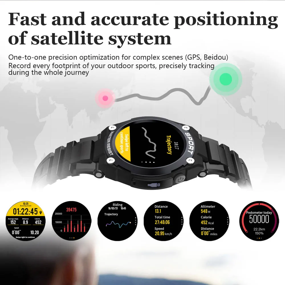 Dt97 Smart Watch GPS Men SIM Card Pedometer Heart Rate Tracker Smartwatch Outdoor Multi-sport Mode for Android Ios Phones