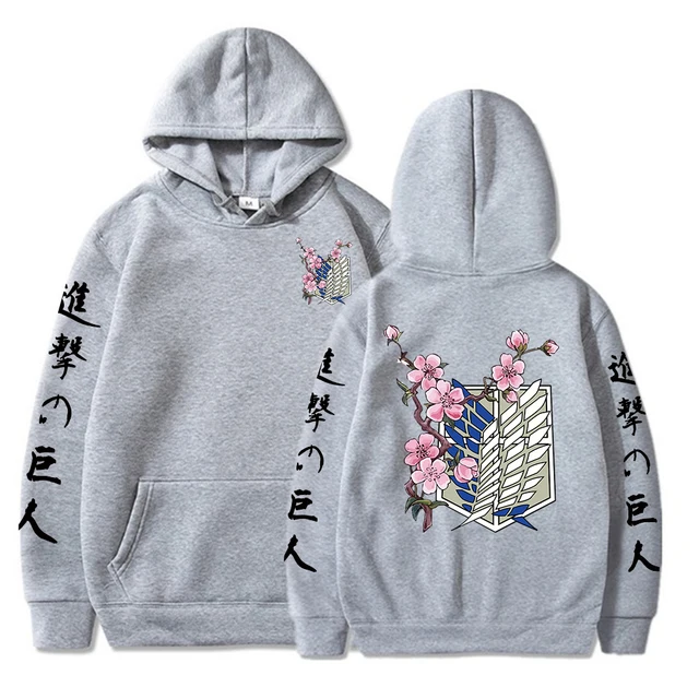 Anime Hoodie Attack on Titan Hoodies Men Women Sweatshirts Harajuku Oversized Sweatshirt Pullover Streetwear Hip Hop Clothing gray