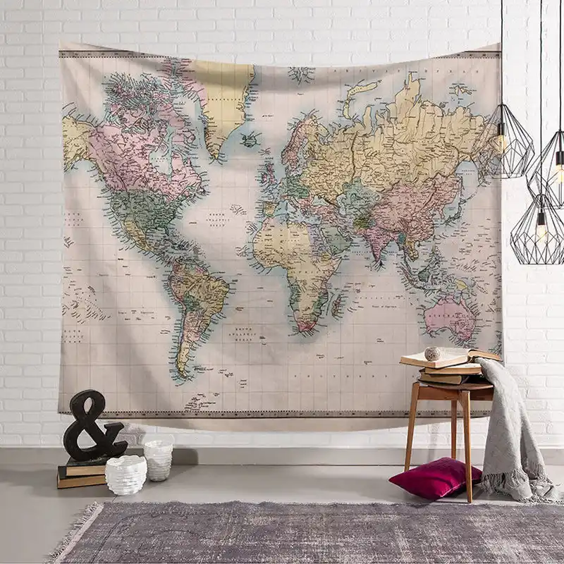 世界地図パターン壁タペストリー壁掛け毛布農家 Decorhome 装飾マシン Imprimer シュール Tissu みすぼらしいシックな タペストリー Aliexpress