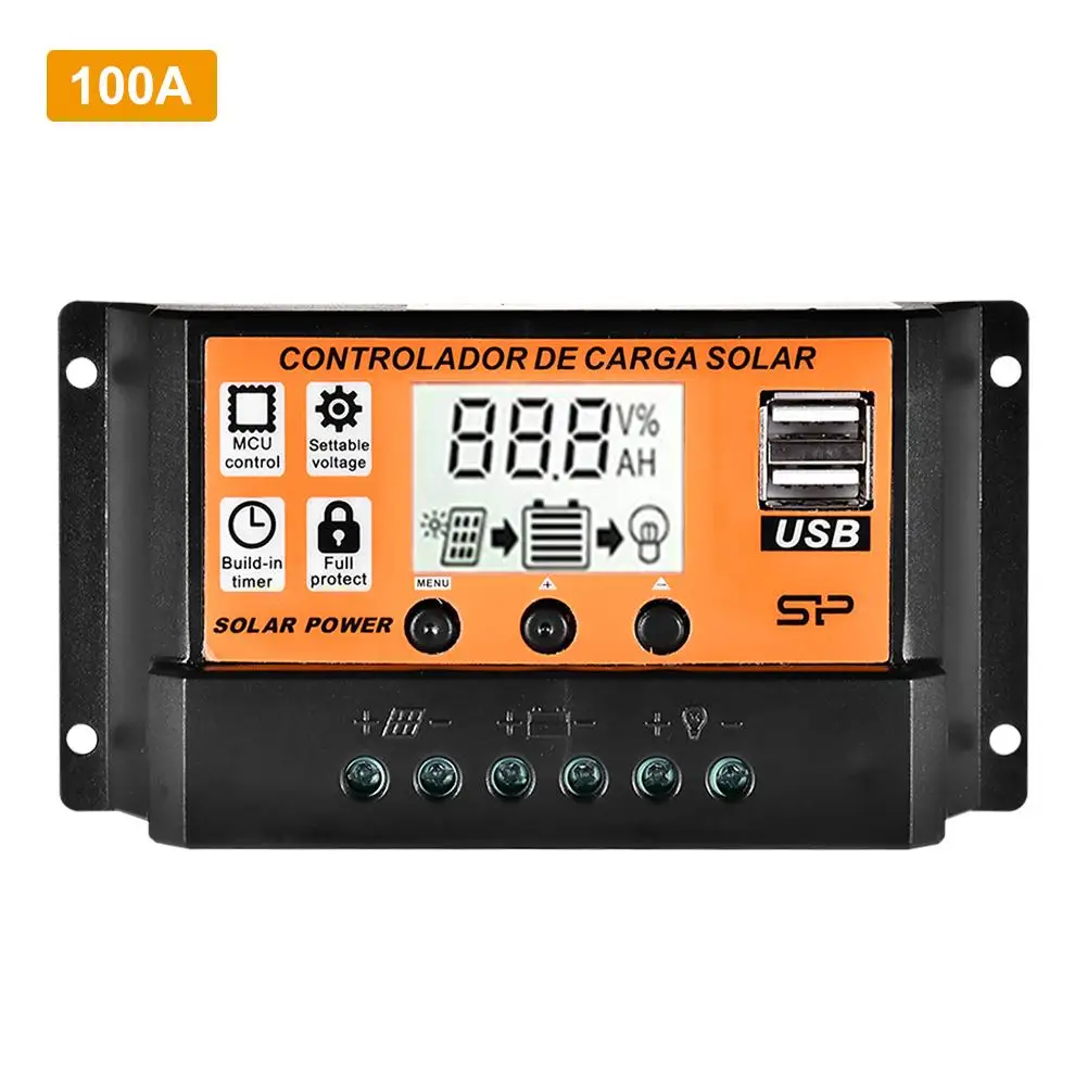 10/20 Вт 30 Вт/40/50/100A Солнечный Зарядное устройство контроллера 12V 24V Панели солнечные