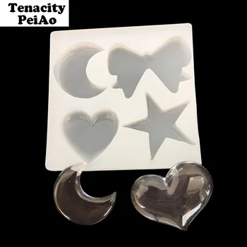 

Transparent Epoxy Resin Molds Silicone Mold for Resin Heart Moon Star Style for Pendant Jewelry Tools