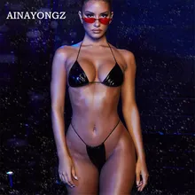 2020 Micro Bikini Ladies New Split Offset Fabric Swimsuit Halter tie Bathers Summer Mini Biquini Women Sexy High Waist Swimwear 2020 Micro Bikini Ladies New Split Offset Fabric Swimsuit Halter tie Bathers Summer Mini Biquini Women Sexy High Waist Swimwear