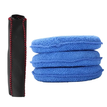 

3Pcs Microfibre Foam Sponge Polish Wax Applicator Pads Car Home Cleaning & 1Pcs Car Handbrake Covers Case