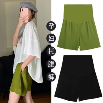 

Summer new pregnant women shorts thin section loose straight tube fashion was thin high waist five points casual sports pants