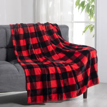 

Fashion Double Color Cross Grid Pattern Sofa Throw Flannel Blanket Comfortable Soft Bed Cover Bedspread Four Season Blankets