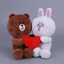2 ピース/ペアヒグマとリアルラビットバニーコニー人形ハートギフト男性クマと女性のウサギのぬいぐるみのおもちゃ新郎新婦のために(China)