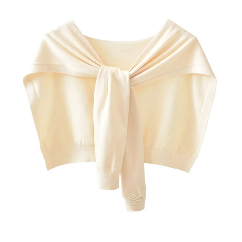 Korean Woman\'s Neck Guard Fake Collar Scarve Cashmere Warm Knitted Shawl Winter Wool Blouse Shoulders Cape Knotted Scarf Q36