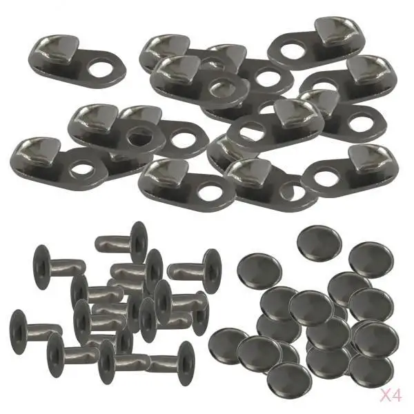 80 Sets Alloy Boot Lace Hooks Lace Fittings with Rivets Shoes Repair Kit Camp Hike Climb Supplies Black
