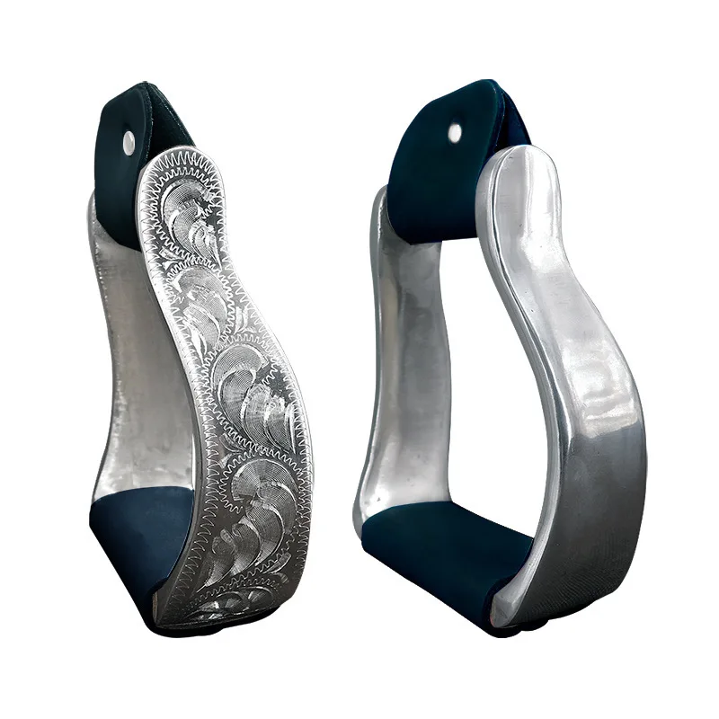 

Western Horse Stirrups Aluminum Riding Safety Stirrup Bendy Saddle Iron Equestrian Riding Accessories with Rubber Pad