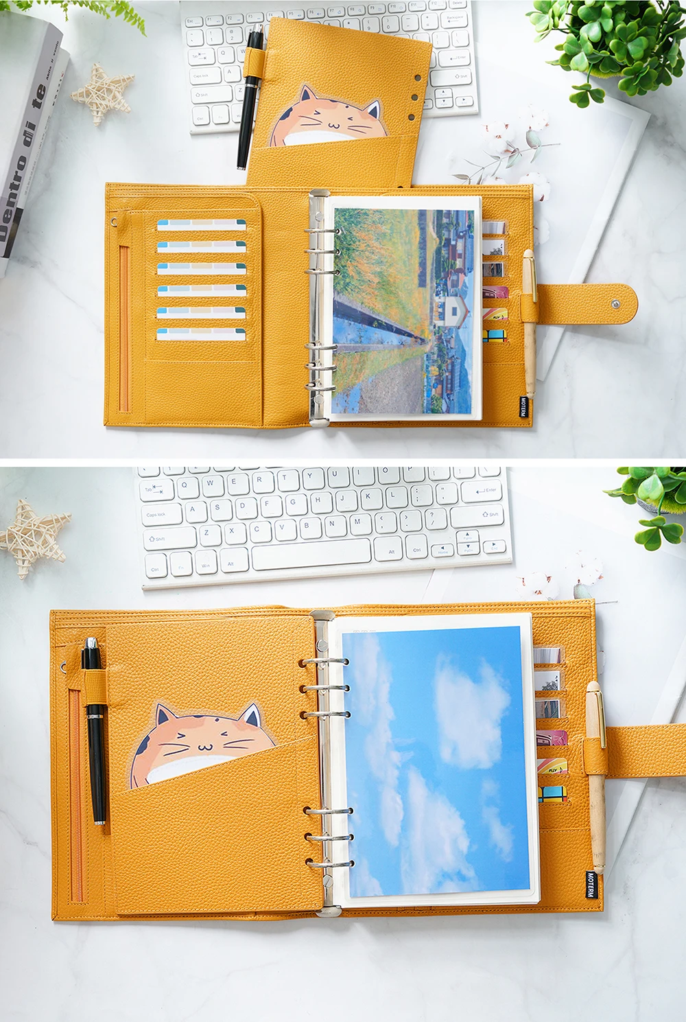 Bloco de Notas Notebook com 30mm Moterm Luxe Série Tamanho Planejador Pebbled Grão Couro Anel Agenda Organizador Diário Sketchbook 2.0 a5 19 pebbled grão couro notebook com 30mm anel