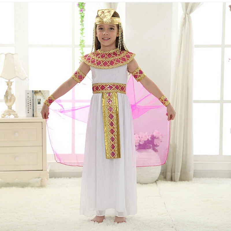 

Halloween Arabian Egypt Princess Dress Girl Cute Queen Dress Cosplay Carnival Party Beautiful Kids Children Cosplay Costume