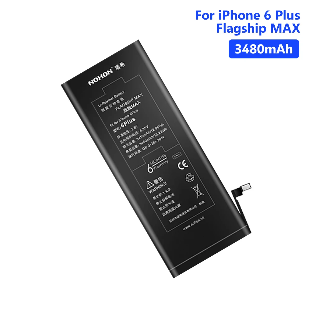 

NOHON Lithium Rechargeable Phone Battery For Real 3480mAh iPhone 6 Plus 6Plus iPhone6 Plus 6+ Bateria Batteries Free Tools