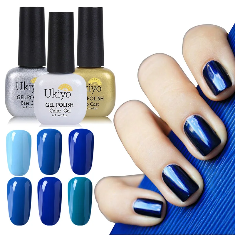 

Ukiyo 8ml Blue Color Series Nail Polish Long Lasting Gel Varnish Cured With UV LED Lamp Gorgeous Nail Art Design Nail Lacquer