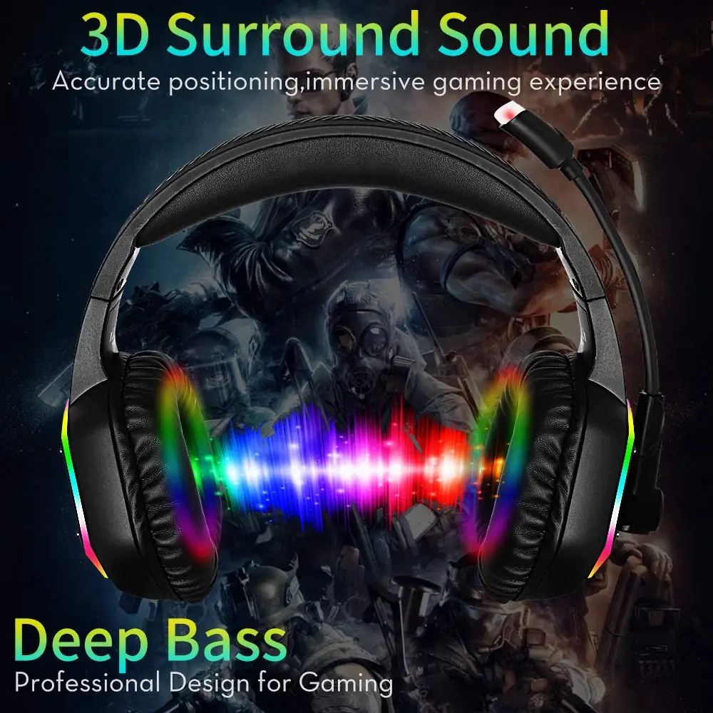 Professional Led Light Gaming Headset RGB light 7 1 channel Deep Bass Wired PS4 Gaming Headphone Adjustable Headset for Computer