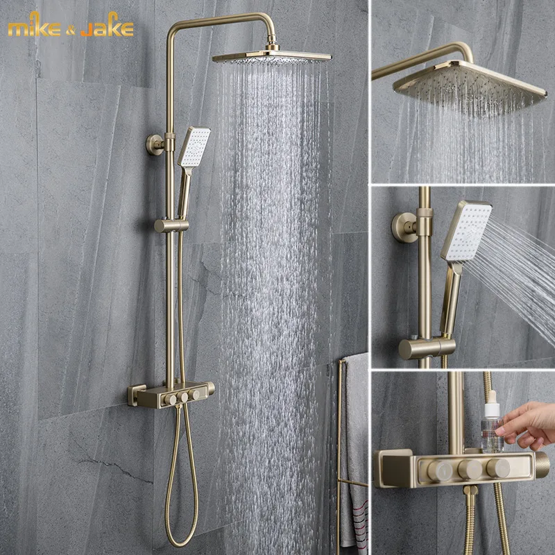 

Gold brush shower mixer matte frosted bath shower rainfall shower mixer set black shower tap bath hot and cold mixer