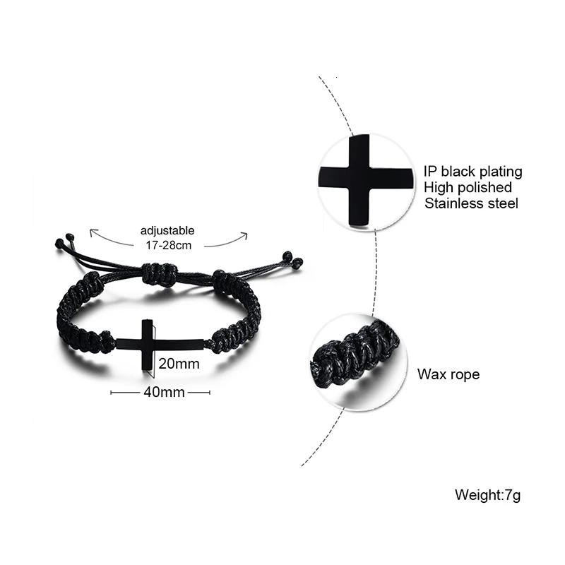 Плетеный браслет для мужчин s из нержавеющей стали крест регулируемые браслеты для женщин мужчин