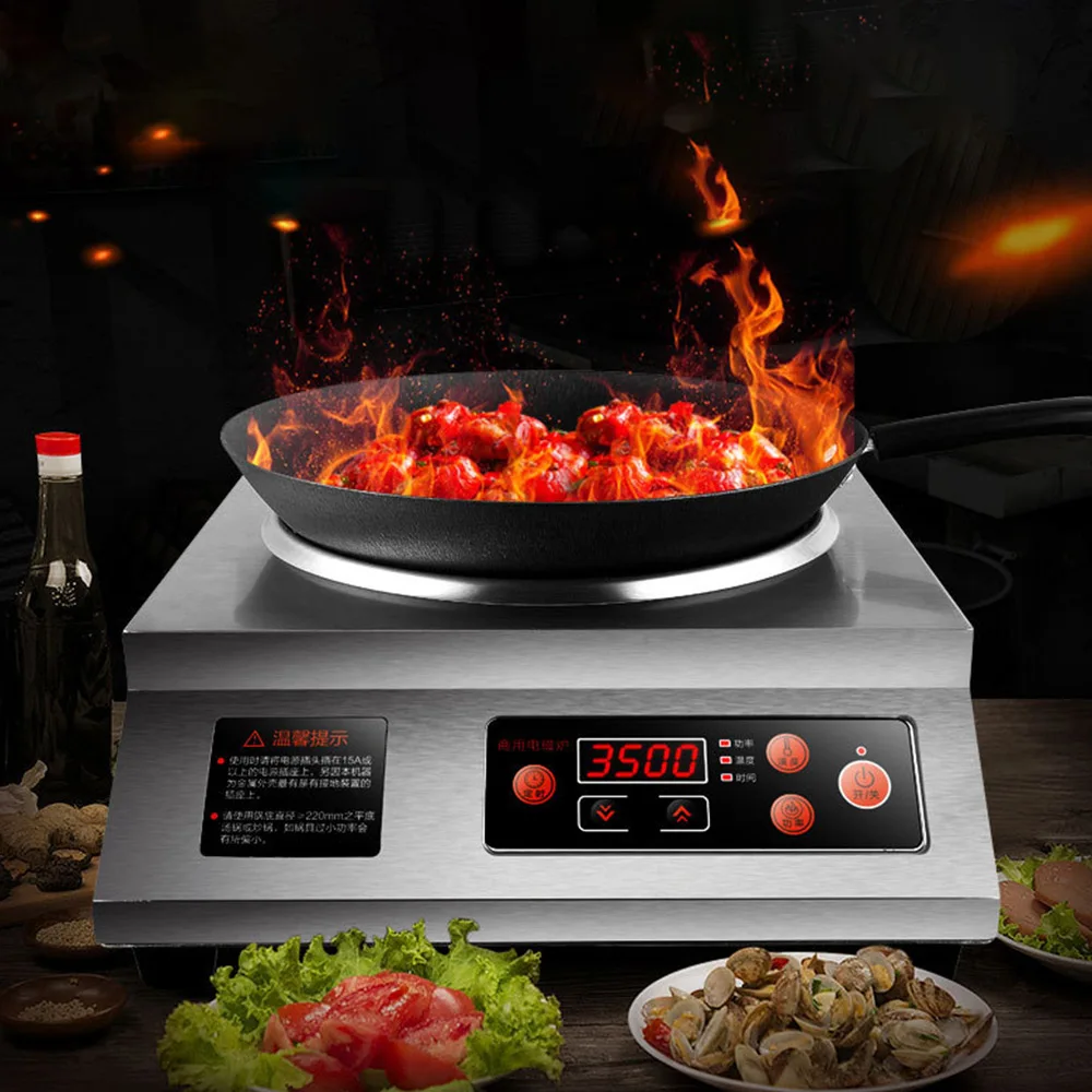 High-Power 3500W Induction Cooker Household Stainless Steel Battery Stove Commercial Induction Cooker Kitchen Cooking commercial induction cooker two head high power claypot stove 3500w induction cooker double head 2 eye flat induction cooktop