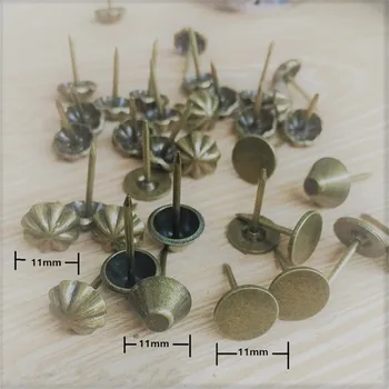 

100Pcs Vintage Iron Sofa Nail Decorative Tacks Stud Wooden Box Case Antique Furniture DIY Nails Pushpin Doornail,Bronze Tone