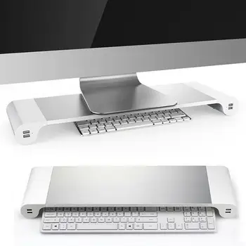 

55CM Aluminum Alloy Bracket Computer Monitor Stand Screen Riser With 4 USB Charging Laptop Holder Anti-slip Screen Riser Holder