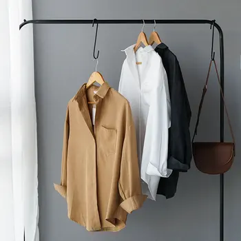 

2020 Spring Blouse Women White Faux Suede Long Sleeve Shirt Concise Style Lapel Ladies Shirt Streetwear