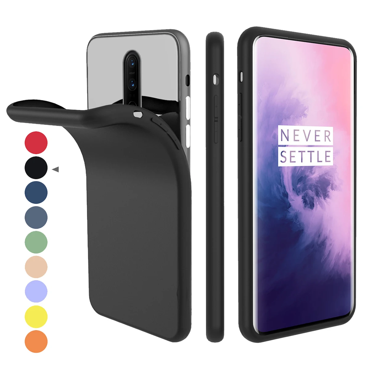 Для OnePlus 7 Pro Чехол для задней панели силиконовый карамельный цвет встроенный