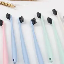 10 шт. зубные щетки с мягкой щетиной из бамбукового угля с ручками из пшеничной соломы, отбеливание зубов, уход за полостью рта для детей и взрослых