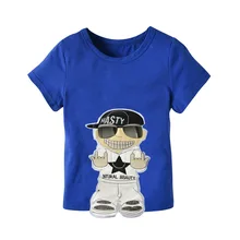 Коллекция года, одежда для мальчиков с короткими рукавами, хлопковая футболка с короткими рукавами Детская рубашка с короткими рукавами с героями мультфильмов детская нашивка с вышивкой