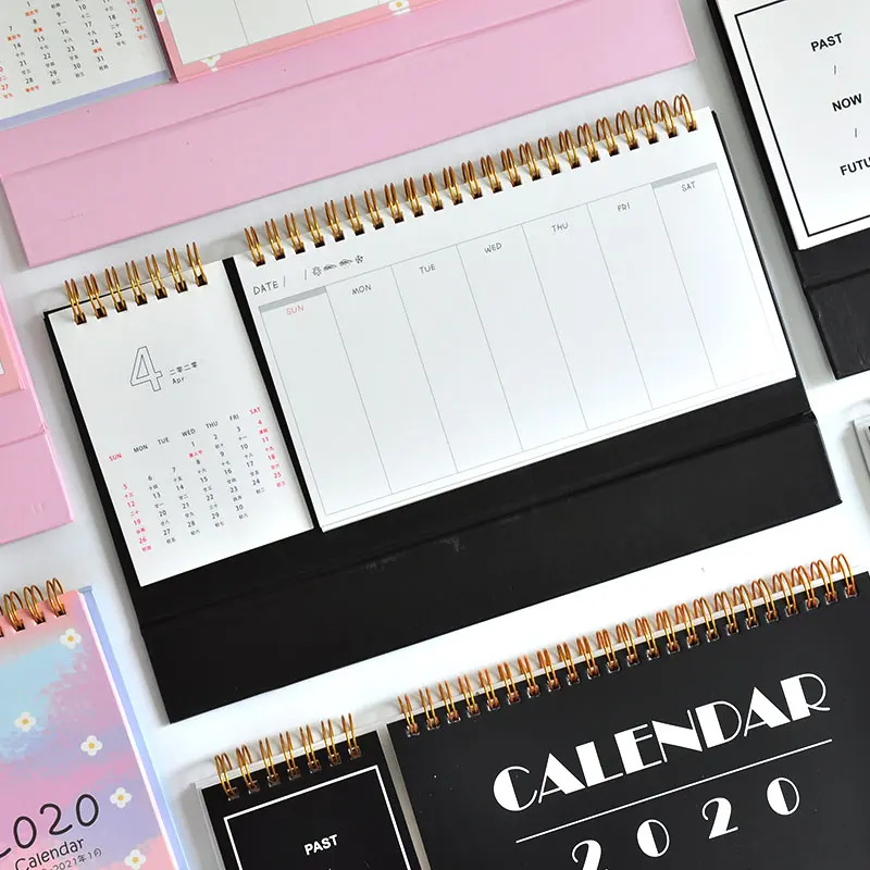 Simple Black and White Series Desk Calendar DIY Note Memo Coil Calendars.09-.12 Daily Schedule Planner