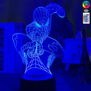 

MAL Spider Man 3d Led Night Light Kids Bedroom Atmosphere Light 16 Colors Changing Bedside Novelty Lamp with Remote Control