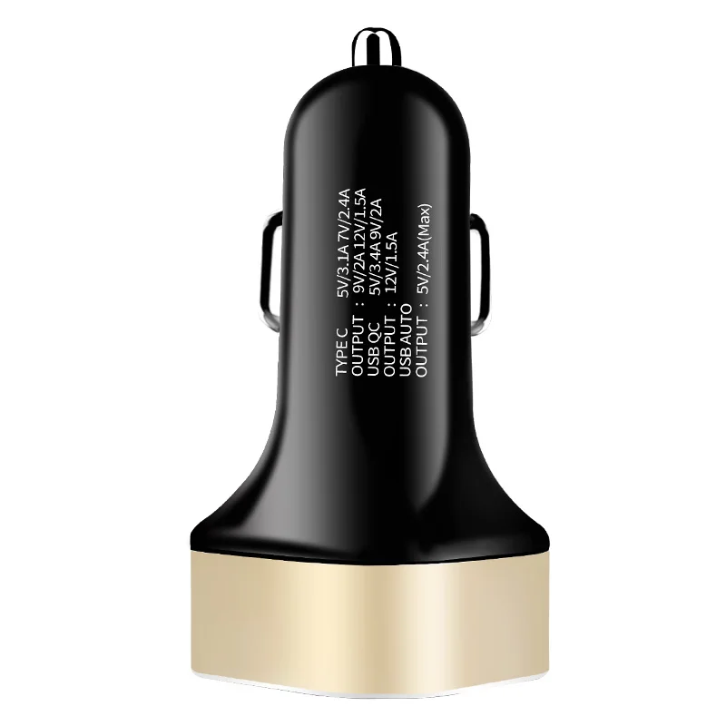Автомобильное зарядное устройство VIKEFON 41W Quick Charge 3,0+ PD+ 2.4A USB для iPhone 11 Pro Max Xiaomi samsung QC3.0 QC type C PD автомобильное быстрое зарядное устройство - Тип штекера: Gold