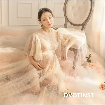

New Photography Props Gauze Dress Pregnant Maternity Clothing Embroidery Lace Pregnancy Pregnant Woman Dress Baby Shower Clothes