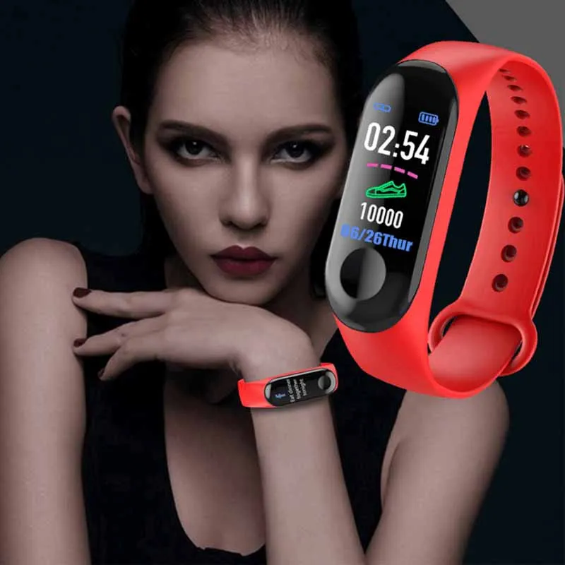 Смарт-часы для мужчин M band 3 Смарт-браслет пульсометр кровяное давление здоровье Smartwatch фитнес-трекер Браслет тактильный браслет