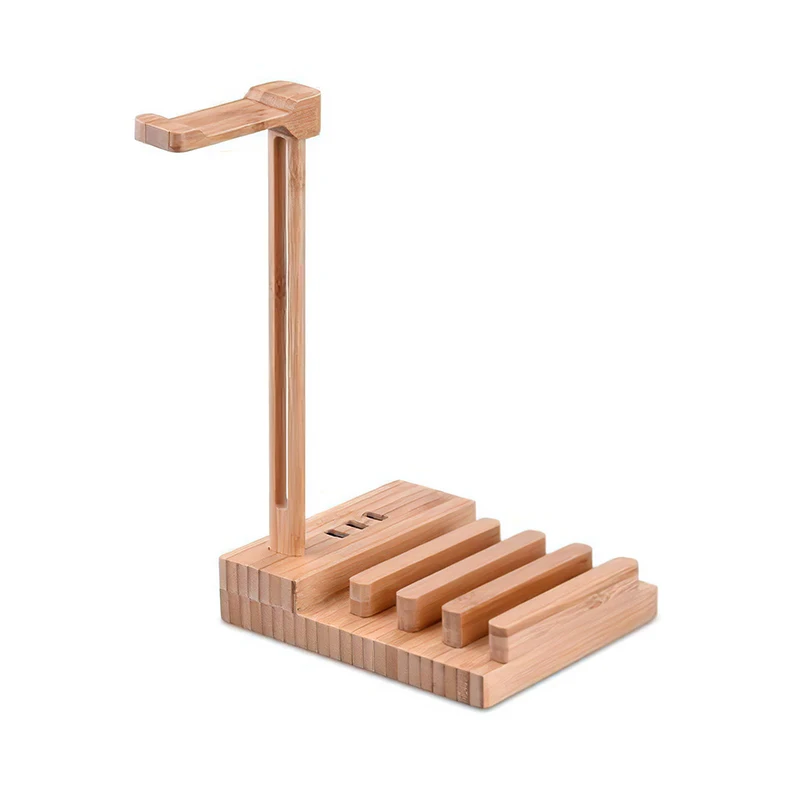 Wooden Headphone Hanger Light Weight Holder Stand Charging Earphone USB 5V 3A Charger With 3 USB 3 With USB Interface Universal