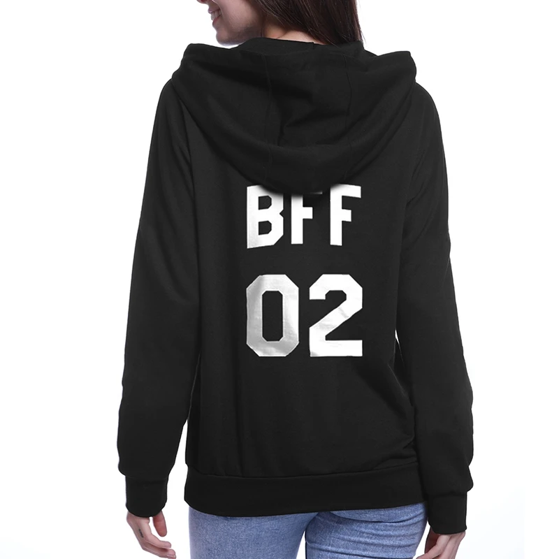 Bff 01 02 толстовка с буквенным принтом лучший друг Толстовка для женщин с длинным рукавом Толстовка с капюшоном Harajuku пуловер
