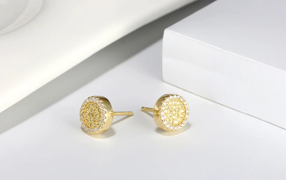 ORSA JEWELS чистый 925 желтый AAAA циркон серьги гвоздики для женщин Аутентичное Стерлинговое серебро серьги милые романтические Драгоценности SE168