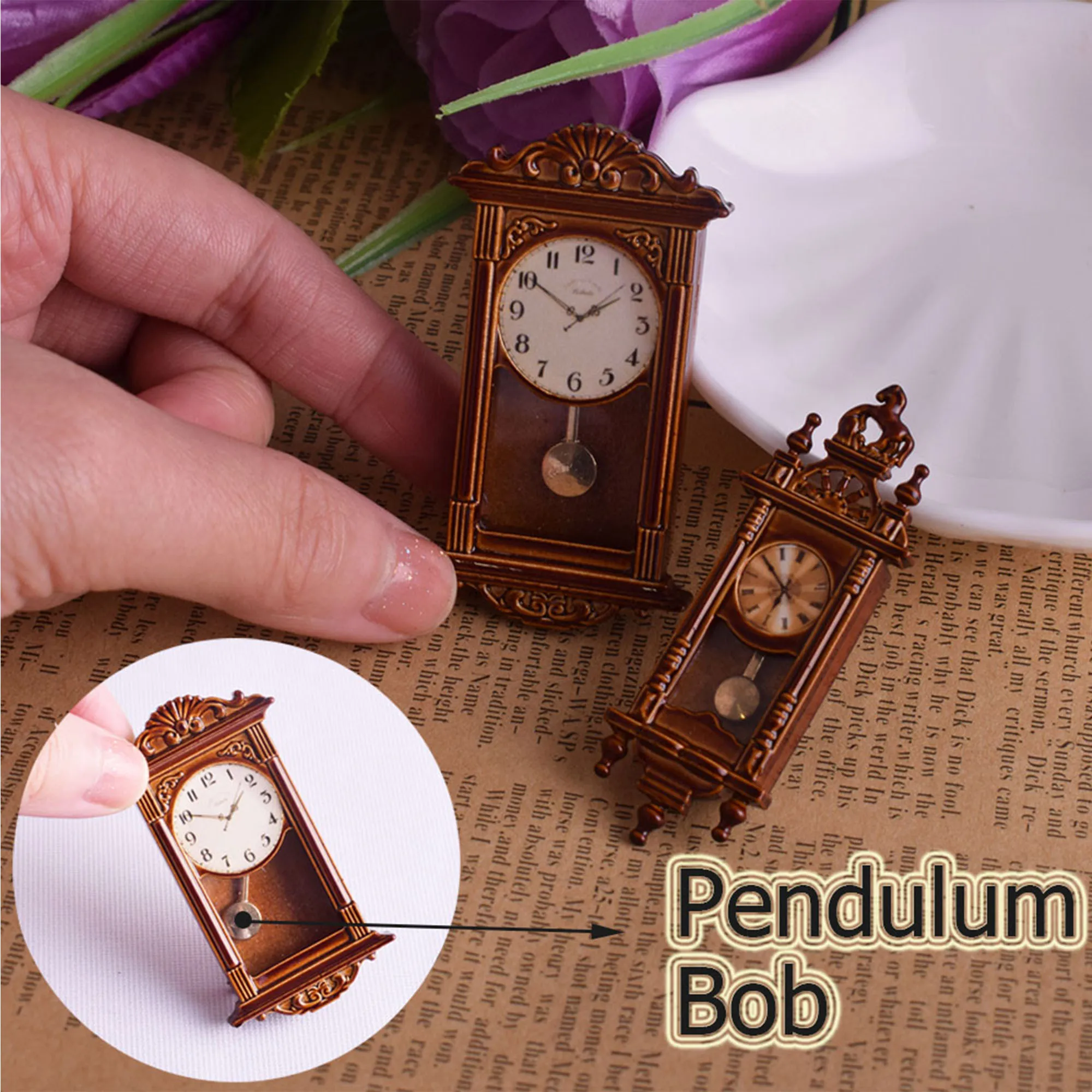 ミニチュア木製時計,ヴィンテージ振り子,手作り時計,おもちゃ,家