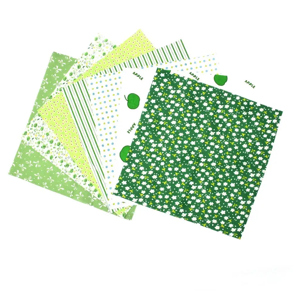 

DIY 7pcs/lots 25x25cm Green Mix Pattern100% Cotton Pur-cut Patchwork Fabric Bundle Sewing Quilting Crafts for Handmade