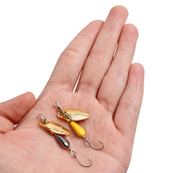 2Pcs Spinner Spoon Metal Bait Fishing Lure 5.5cm/2.8g Sequins Long Shot Spoon Baits for Bass Trout Perch Pike Rotating Fishing 1
