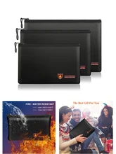  Fireproof Document Bag Waterproof Money Bags Fire Safe Storage Pouch with Zipper Cash File Envelope Holder for Home Office 