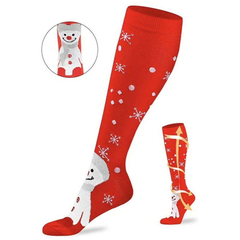 

Men Women Christmas Stockings Casual Compression Long Socks Stretch Outdoor Funny Elastic Calf Stockings
