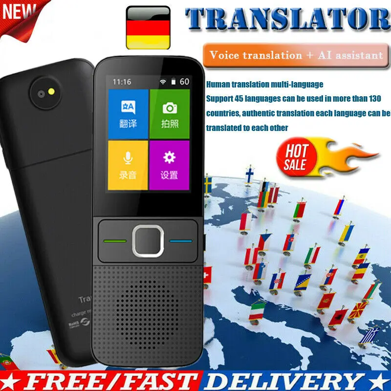 

Smart Voice Translator Zwei-Wege-Echtzeit-Multisprachen-Touchscreen T10