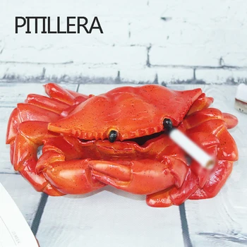 

PITILLERA Crab Ashtray for Women Red Cigar Ashtray with Lid Ashtrays for Cigarettes Smokeless Holder Windproof